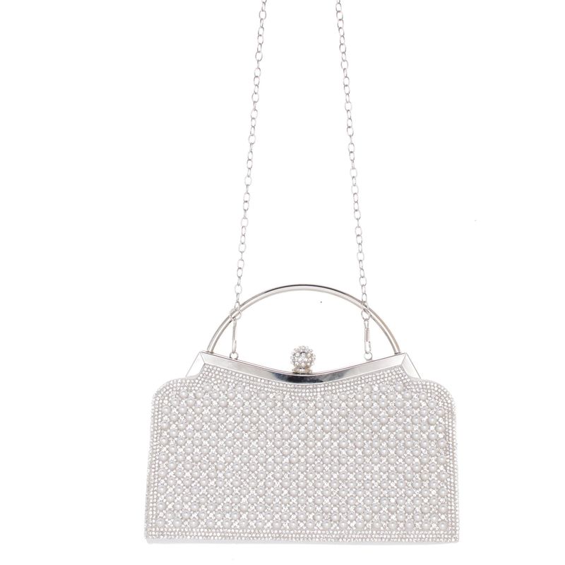 Fashion, accesorii si bijuterii - Femei - Accesorii femei - Genti si rucsacuri femei - Geanta clutch, de dama, din material sintetic, ButicCochet, 21x12x4 cm, Argintiu - GND1155 - Infinity.ro