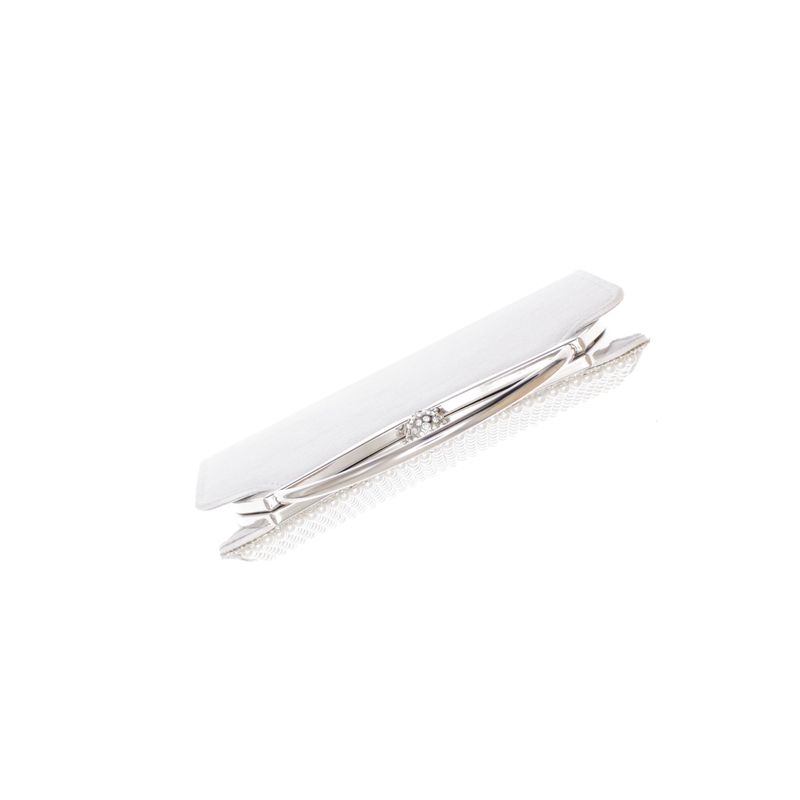 Fashion, accesorii si bijuterii - Femei - Accesorii femei - Genti si rucsacuri femei - Geanta clutch, de dama, din material sintetic, ButicCochet, 21x12x4 cm, Argintiu - GND1155 - Infinity.ro