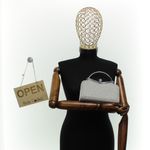 Fashion, accesorii si bijuterii - Femei - Accesorii femei - Genti si rucsacuri femei - Geanta clutch, de dama, din material sintetic, ButicCochet, 21x12x4 cm, Argintiu - GND1155 - Infinity.ro