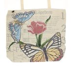 Fashion, accesorii si bijuterii - Femei - Accesorii femei - Genti si rucsacuri femei - Geanta de plaja, din material textil, ButicCochet, 42x47 cm, imprimeu cu fluturi, Bej - GND169 - Infinity.ro