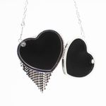 Fashion, accesorii si bijuterii - Femei - Accesorii femei - Genti si rucsacuri femei - Mini gentuta, de dama, din material sintetic, ButicCochet, 8x9x4 cm, inima cu strasuri, Negru - GND956 - Infinity.ro