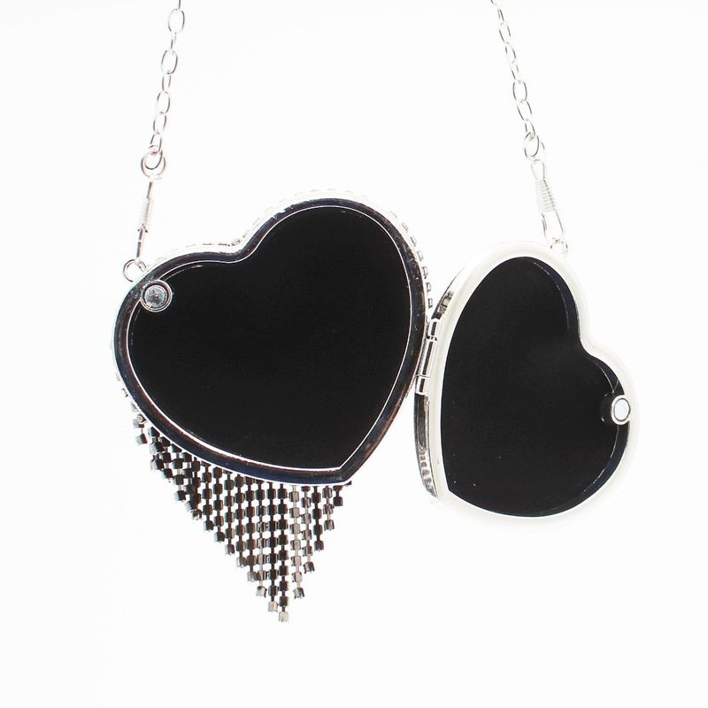Fashion, accesorii si bijuterii - Femei - Accesorii femei - Genti si rucsacuri femei - Mini gentuta, de dama, din material sintetic, ButicCochet, 8x9x4 cm, inima cu strasuri, Negru - GND956 - Infinity.ro