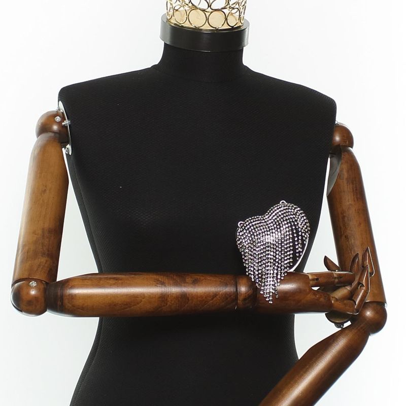 Fashion, accesorii si bijuterii - Femei - Accesorii femei - Genti si rucsacuri femei - Mini gentuta, de dama, din material sintetic, ButicCochet, 8x9x4 cm, inima cu strasuri, Negru - GND956 - Infinity.ro