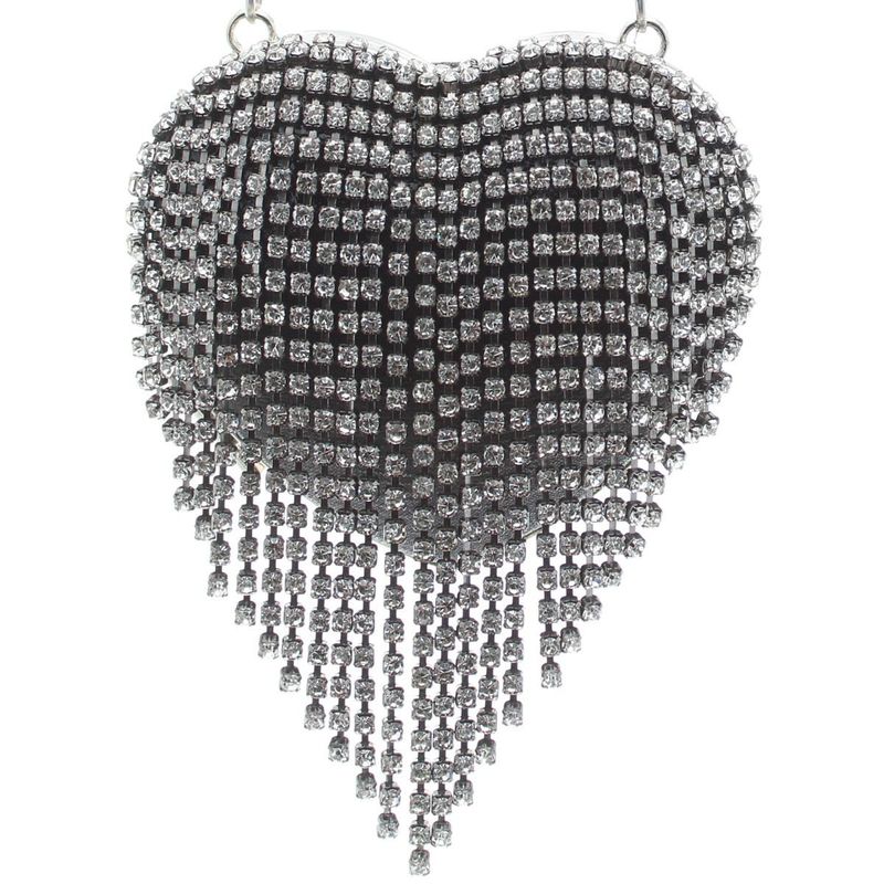 Fashion, accesorii si bijuterii - Femei - Accesorii femei - Genti si rucsacuri femei - Mini gentuta, de dama, din material sintetic, ButicCochet, 8x9x4 cm, inima cu strasuri, Negru - GND956 - Infinity.ro
