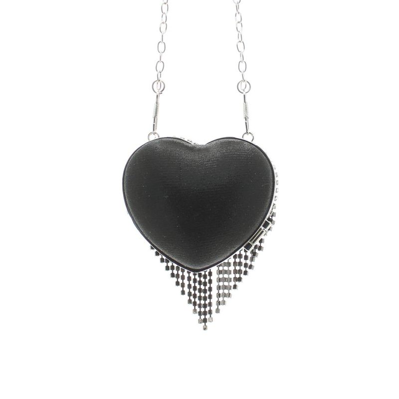 Fashion, accesorii si bijuterii - Femei - Accesorii femei - Genti si rucsacuri femei - Mini gentuta, de dama, din material sintetic, ButicCochet, 8x9x4 cm, inima cu strasuri, Negru - GND956 - Infinity.ro