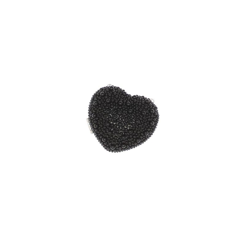 Fashion, accesorii si bijuterii - Femei - Accesorii femei - Genti si rucsacuri femei - Mini gentuta, de dama, din material sintetic, ButicCochet, 8x9x4 cm, inima cu perle, Negru - GND953 - Infinity.ro