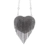 Fashion, accesorii si bijuterii - Femei - Accesorii femei - Genti si rucsacuri femei - Mini gentuta, de dama, din material sintetic, ButicCochet, 8x9x4 cm, inima cu strasuri, Negru - GND956 - Infinity.ro