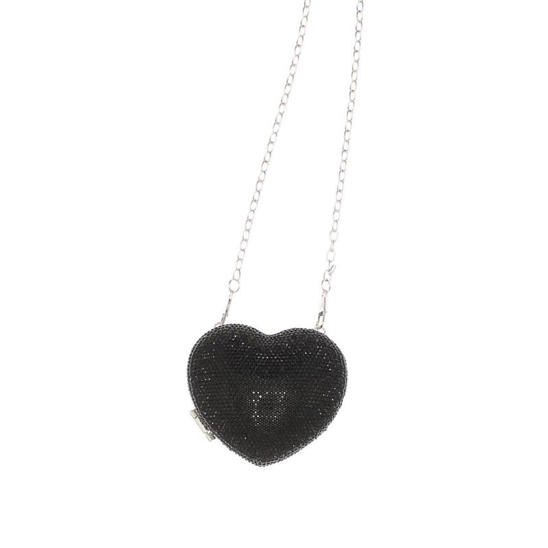Fashion, accesorii si bijuterii - Femei - Accesorii femei - Genti si rucsacuri femei - Mini gentuta, de dama, din material sintetic, ButicCochet, 8x9x4 cm, inima cu strasuri, Negru - GND959 - Infinity.ro