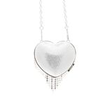 Fashion, accesorii si bijuterii - Femei - Accesorii femei - Genti si rucsacuri femei - Mini gentuta, de dama, din material sintetic, ButicCochet, 8x9x4 cm, inima cu strasuri, Argintiu - GND958 - Infinity.ro