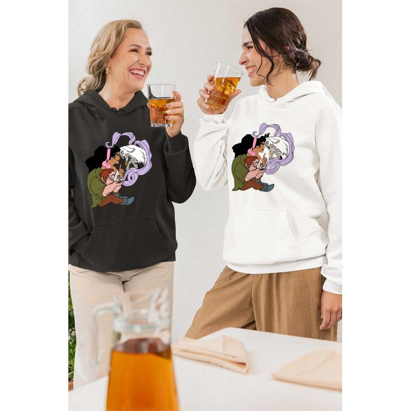 Fashion, accesorii si bijuterii - Femei - Imbracaminte femei - Hanorace femei - Hanorac Femei Cocosatul de la Notre-Dame Quasimodo Esmeralda Djali, alb, marime 2XL - Infinity.ro