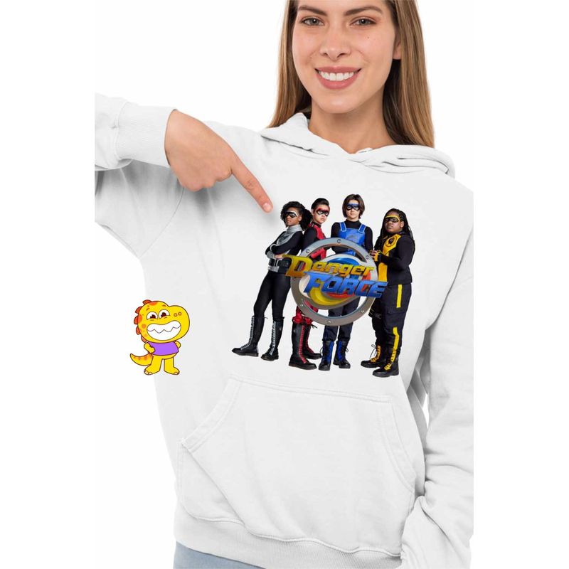 Fashion, accesorii si bijuterii - Femei - Imbracaminte femei - Hanorace femei - Hanorac Femei Danger Force Toata Echipa, alb, marime 2XL - Infinity.ro