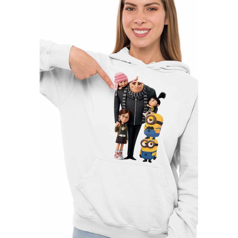 Fashion, accesorii si bijuterii - Femei - Imbracaminte femei - Hanorace femei - Hanorac Femei Despicable Me Family Minions, alb, marime 2XL - Infinity.ro