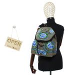 Fashion, accesorii si bijuterii - Femei - Accesorii femei - Genti si rucsacuri femei - Rucsac dama, din material textil, 35x26x13 cm, Negru cu flori brodate albastre  - RUC237 - Infinity.ro
