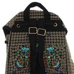 Fashion, accesorii si bijuterii - Femei - Accesorii femei - Genti si rucsacuri femei - Rucsac dama, din material textil, 35x26x13 cm, Negru cu flori brodate albastre  - RUC237 - Infinity.ro