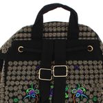 Fashion, accesorii si bijuterii - Femei - Accesorii femei - Genti si rucsacuri femei - Rucsac dama, din material textil, 35x26x13 cm, Negru cu flori brodate albastre  - RUC237 - Infinity.ro