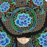 Fashion, accesorii si bijuterii - Femei - Accesorii femei - Genti si rucsacuri femei - Rucsac dama, din material textil, 35x26x13 cm, Negru cu flori brodate albastre  - RUC237 - Infinity.ro