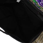Fashion, accesorii si bijuterii - Femei - Accesorii femei - Genti si rucsacuri femei - Rucsac dama, din material textil, 35x26x13 cm, Negru cu flori brodate mov - RUC238 - Infinity.ro