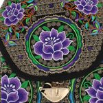 Fashion, accesorii si bijuterii - Femei - Accesorii femei - Genti si rucsacuri femei - Rucsac dama, din material textil, 35x26x13 cm, Negru cu flori brodate mov - RUC238 - Infinity.ro