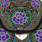 Fashion, accesorii si bijuterii - Femei - Accesorii femei - Genti si rucsacuri femei - Rucsac dama, din material textil, 35x26x13 cm, Negru cu flori brodate mov - RUC238 - Infinity.ro