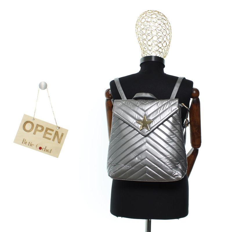 Fashion, accesorii si bijuterii - Femei - Accesorii femei - Genti si rucsacuri femei - Rucsac de dama, din fas, Co&Coo Fashion, 31x30 cm, Gri - GND52 - Infinity.ro