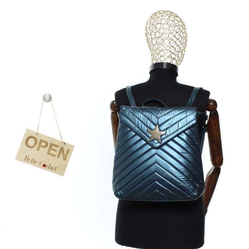 Fashion, accesorii si bijuterii - Femei - Accesorii femei - Genti si rucsacuri femei - Rucsac de dama, din fas, Co&Coo Fashion, 31x30 cm, Albastru - GND53 - Infinity.ro
