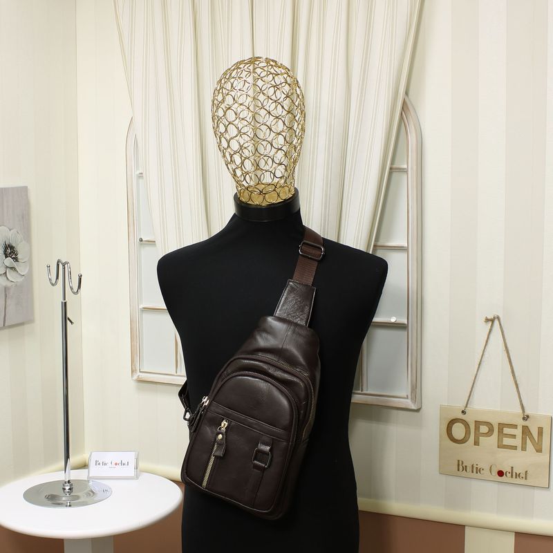 Fashion, accesorii si bijuterii - Femei - Accesorii femei - Genti si rucsacuri femei - Rucsac din piele naturala, ButicCochet, 30x17x9 cm, 5 compartimente, Maro - RUC245 - Infinity.ro