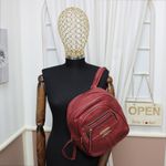 Fashion, accesorii si bijuterii - Femei - Accesorii femei - Genti si rucsacuri femei - Rucasac de dama, din piele ecologica, Visiniu cu detalii aurii, 25x24x10 cm - RUC226 - Infinity.ro