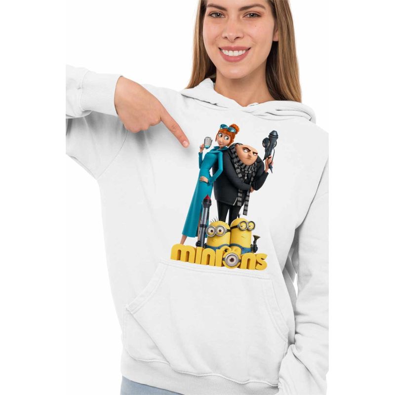 Fashion, accesorii si bijuterii - Femei - Imbracaminte femei - Hanorace femei - Hanorac Femei Despicable Minions Family Minioni, alb, marime 2XL - Infinity.ro