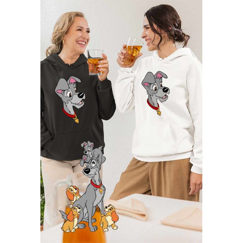 Fashion, accesorii si bijuterii - Femei - Imbracaminte femei - Hanorace femei - Hanorac Femei Doamna si Vagabondul Catel Metis, alb, marime 2XL - Infinity.ro