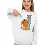Fashion, accesorii si bijuterii - Femei - Imbracaminte femei - Hanorace femei - Hanorac Femei Doamna si Vagabondul Dog Love Valentines Day, alb, marime 2XL - Infinity.ro