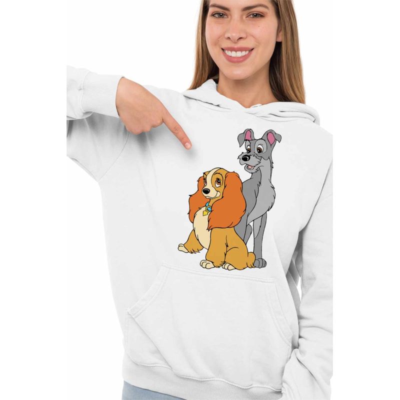 Fashion, accesorii si bijuterii - Femei - Imbracaminte femei - Hanorace femei - Hanorac Femei Doamna si Vagabondul Dog Love Valentines Day, alb, marime 2XL - Infinity.ro