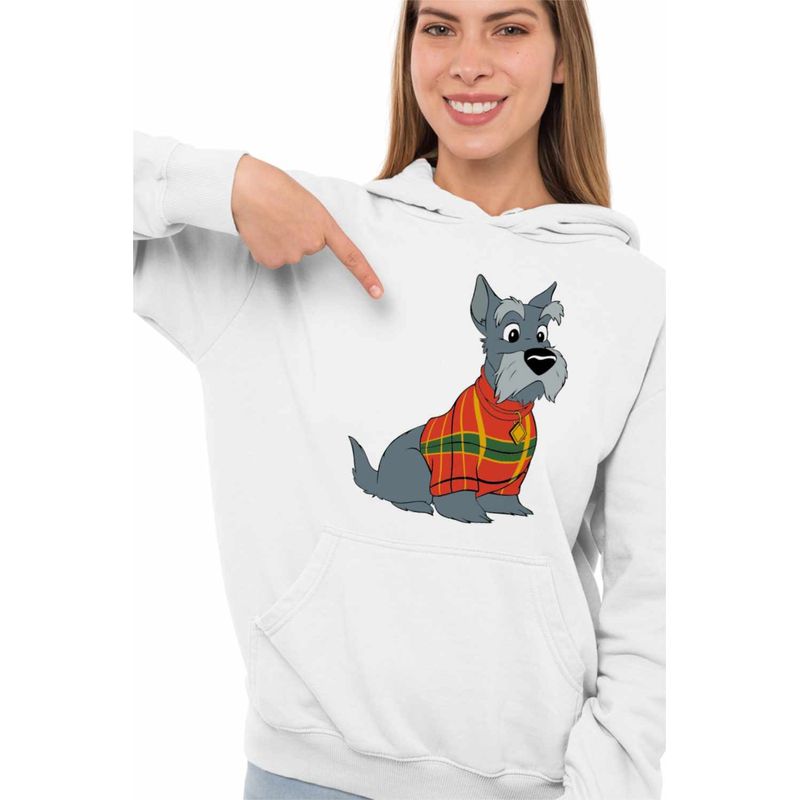 Fashion, accesorii si bijuterii - Femei - Imbracaminte femei - Hanorace femei - Hanorac Femei Doamna si Vagabondul Jock Catel Scottish Terrier, alb, marime 2XL - Infinity.ro