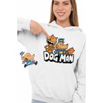 Fashion, accesorii si bijuterii - Femei - Imbracaminte femei - Hanorace femei - Hanorac Femei Dog Man All team Dav Pilkey Capitan Chilot, alb, marime 2XL - Infinity.ro