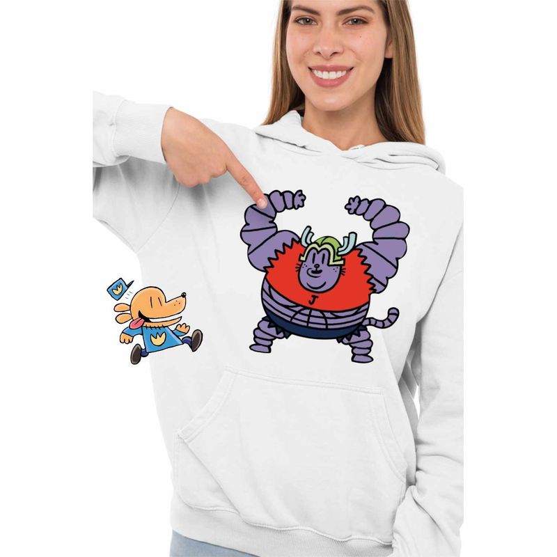 Fashion, accesorii si bijuterii - Femei - Imbracaminte femei - Hanorace femei - Hanorac Femei Dog Man Big Jim Captain Underpants Chilot, alb, marime 2XL - Infinity.ro
