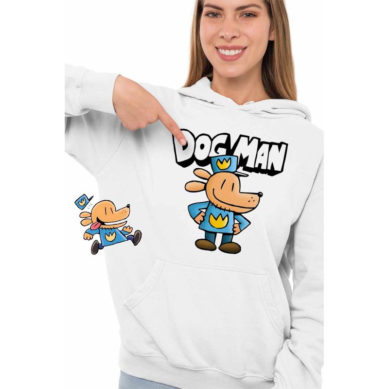 Fashion, accesorii si bijuterii - Femei - Imbracaminte femei - Hanorace femei - Hanorac Femei Dog Man Captain Underpants Dav Pilkey Dogman, alb, marime 2XL - Infinity.ro