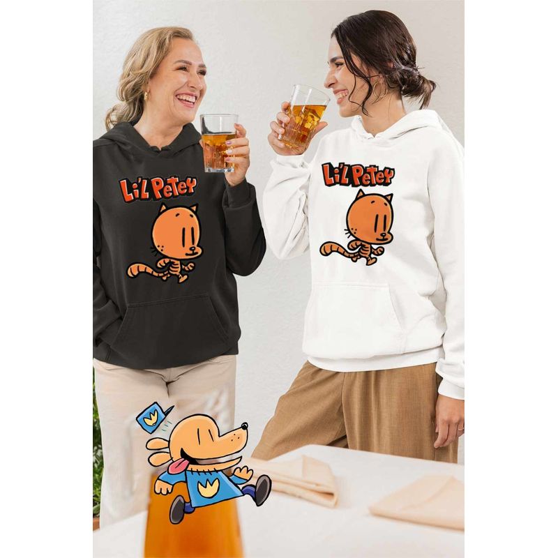 Fashion, accesorii si bijuterii - Femei - Imbracaminte femei - Hanorace femei - Hanorac Femei Dog Man Lil Petey Pisica Dav Pilkey, alb, marime 2XL - Infinity.ro