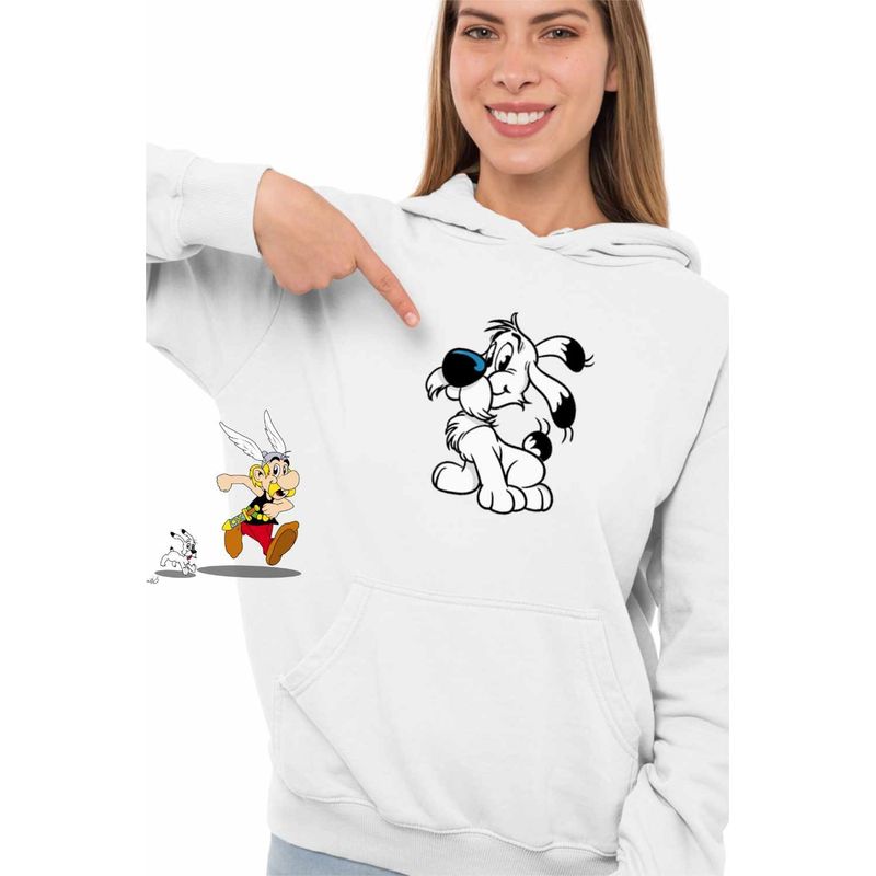Fashion, accesorii si bijuterii - Femei - Imbracaminte femei - Hanorace femei - Hanorac Femei Dogmatix Desene Animate Catelus Asterix, alb, marime 2XL - Infinity.ro