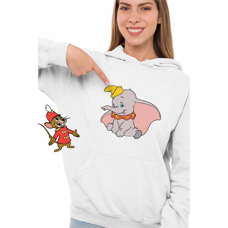 Fashion, accesorii si bijuterii - Femei - Imbracaminte femei - Hanorace femei - Hanorac Femei Dumbo Elefant Circ Zburator Urechi Mari, alb, marime 2XL - Infinity.ro