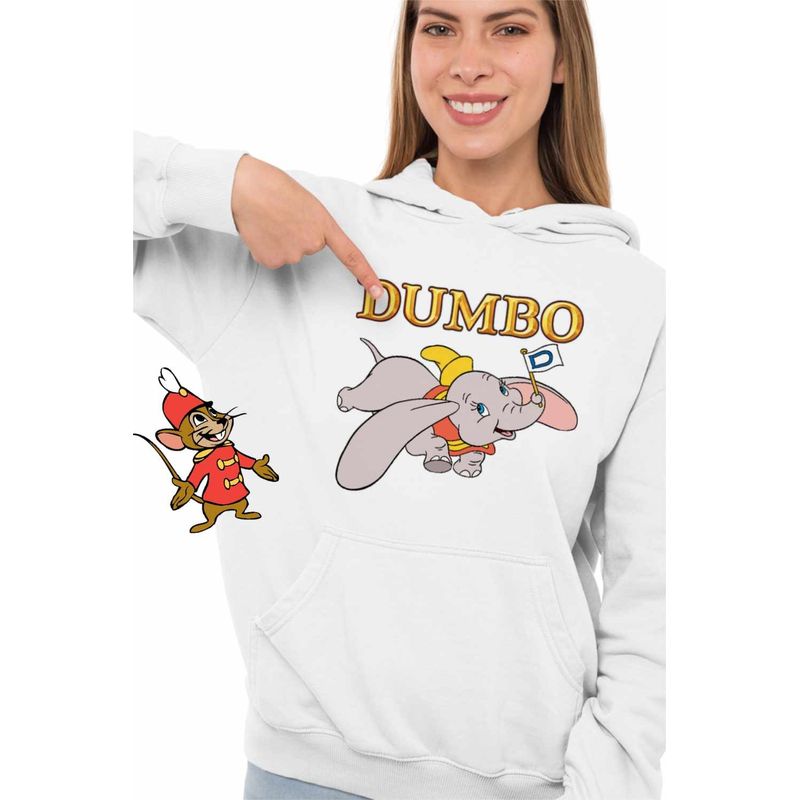 Fashion, accesorii si bijuterii - Femei - Imbracaminte femei - Hanorace femei - Hanorac Femei Dumbo Elefantel Zburator Circ, alb, marime 2XL - Infinity.ro