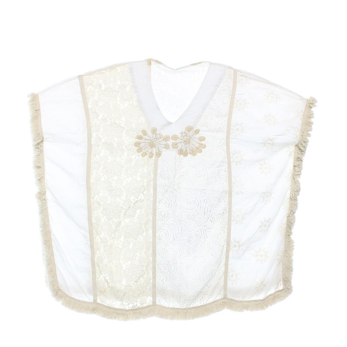 Pareo de plaja, dama, Alex.Max, din bumbac, one size, cu broderie, Alb cu bej - PAREO203
