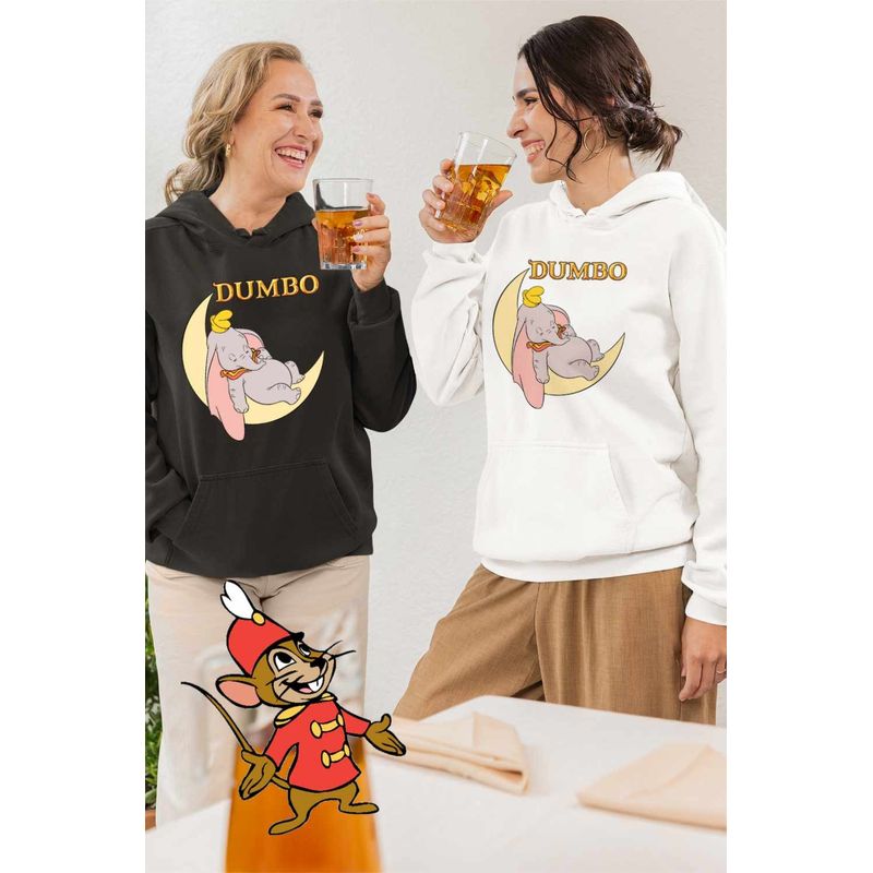 Fashion, accesorii si bijuterii - Femei - Imbracaminte femei - Hanorace femei - Hanorac Femei Dumbo Luna Somn Usor Elefant Circ, alb, marime 2XL - Infinity.ro