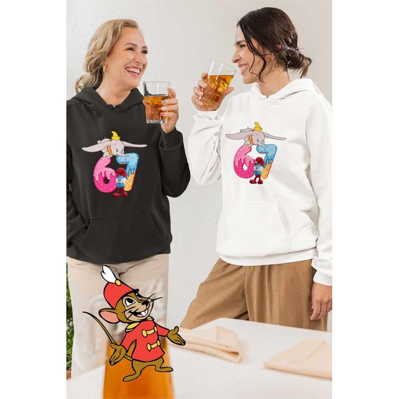 Fashion, accesorii si bijuterii - Femei - Imbracaminte femei - Hanorace femei - Hanorac Femei Dumbo Six Seven Papa Strumf 67 Sase Sapte, alb, marime 2XL - Infinity.ro