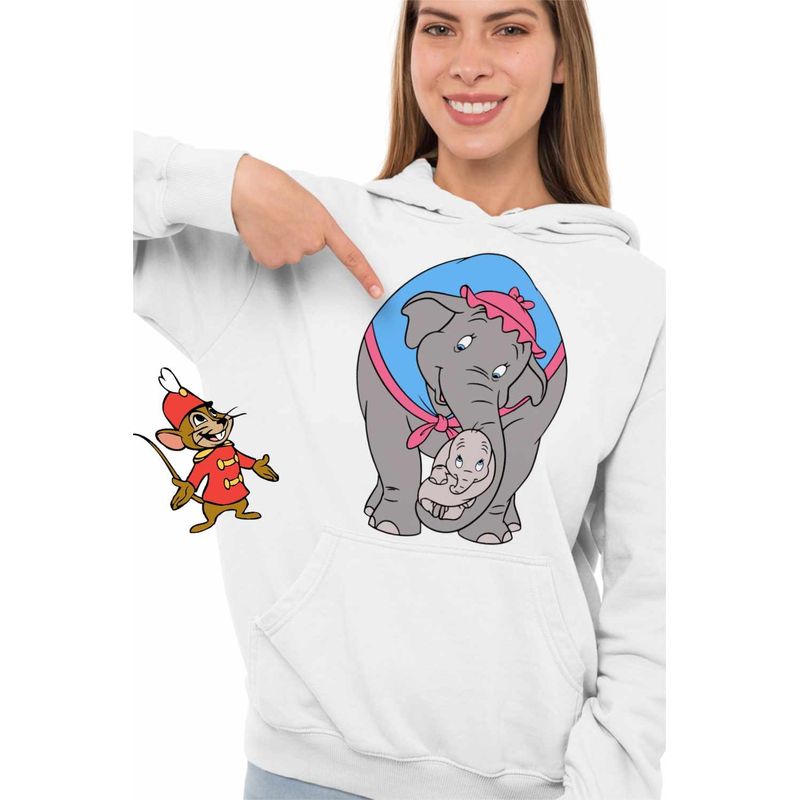 Fashion, accesorii si bijuterii - Femei - Imbracaminte femei - Hanorace femei - Hanorac Femei Dumbo Mama Jumbo Circ Clovn, alb, marime 2XL - Infinity.ro