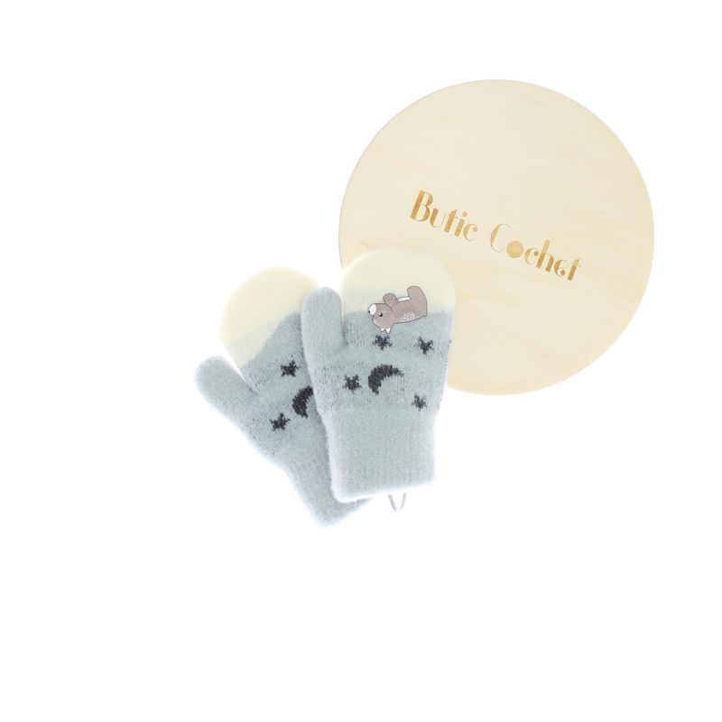 Fashion, accesorii si bijuterii - Copii - Accesorii copii - Manusi copii - Manusi copii, de iarna, din acril si lana, ButicCochet, cu ursulet, fara degete, One size, Gri - MC18 - Infinity.ro