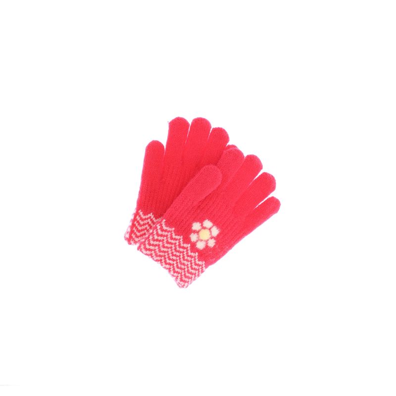 Fashion, accesorii si bijuterii - Copii - Accesorii copii - Manusi copii - Manusi copii, de iarna, din acril si lana, ButicCochet, model floare, cu degete, One size, corai - MC32 - Infinity.ro