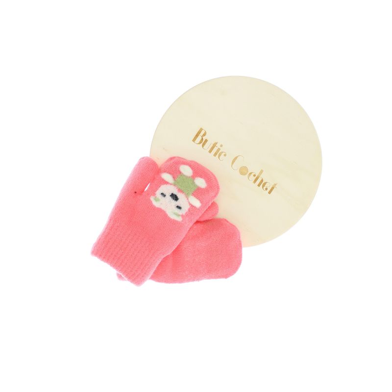 Fashion, accesorii si bijuterii - Copii - Accesorii copii - Manusi copii - Manusi copii, de iarna, din acril si lana, ButicCochet, cu urs, fara degete, One size, Corai - MC23 - Infinity.ro