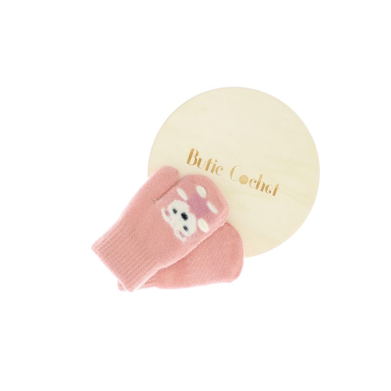 Fashion, accesorii si bijuterii - Copii - Accesorii copii - Manusi copii - Manusi copii, de iarna, din acril si lana, ButicCochet, cu urs, fara degete, One size, Roz - MC24 - Infinity.ro