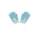 Fashion, accesorii si bijuterii - Copii - Accesorii copii - Manusi copii - Manusi copii, de iarna, din acril si lana, ButicCochet, model floare, cu degete, One size, Albastru - MC34 - Infinity.ro