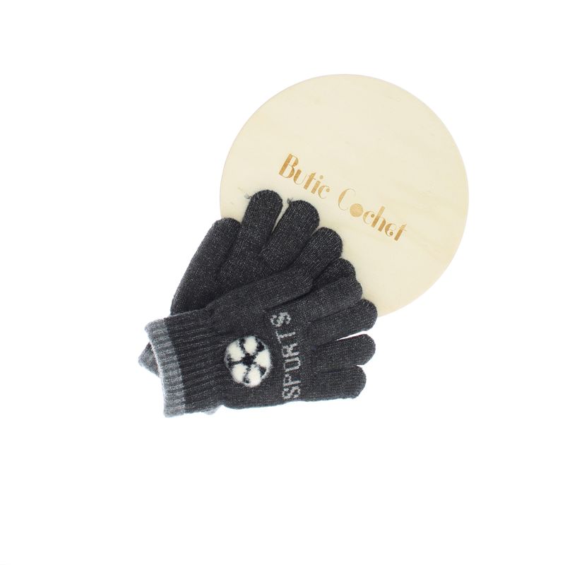 Fashion, accesorii si bijuterii - Copii - Accesorii copii - Manusi copii - Manusi copii, de iarna, din acril si lana, ButicCochet, model minge, cu degete, One size, Gri inchis - MC69 - Infinity.ro