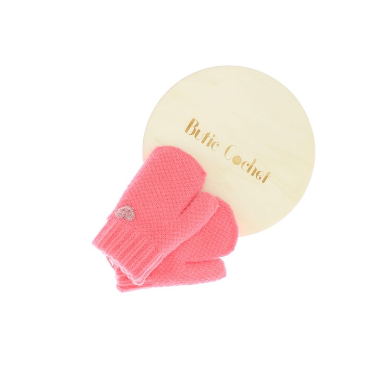 Fashion, accesorii si bijuterii - Copii - Accesorii copii - Manusi copii - Manusi copii, de iarna, din acril si lana, ButicCochet, cu inimioara, fara degete, One size, Corai - MC13 - Infinity.ro